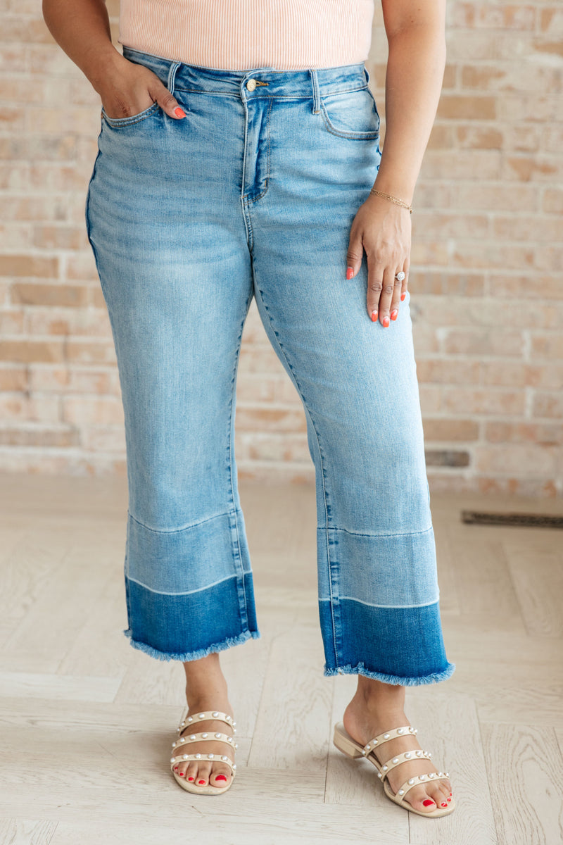 Olivia Cropped Flare Jeans in Medium Wash