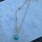 Green Turquoise and Blue Topaz Loop Necklace