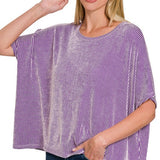 Harper Ribbed Striped Top - Violet