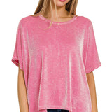 Harper Ribbed Striped Top - Hot Pink