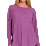 Aria Waffle Knit Top - Lt Plum