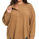 Willow Henley Sweater Plus - Camel