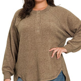 Willow Henley Sweater Plus - Mocha