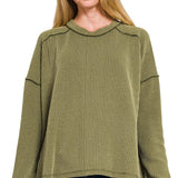 Addison Boat Neck Top - Olive