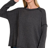 Addison Boat Neck Top - Charcoal