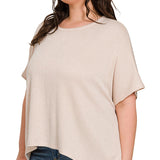 Olivia Ribbed Top  - Sand Beige