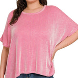 Olivia Ribbed Top -Hot Pink