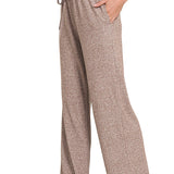 Kinsley Hacci Wide Leg Sweatpants- Brown