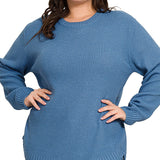 Brooklyn Round Neck Sweater Plus - Dusty Blue