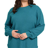 Brooklyn Round Neck Sweater Plus - Ocean Teal