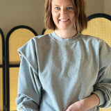 Trendy Note Cropped Sweatshirt - Heather Grey