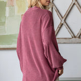 Sweet Elegance Ribbed Sweater - Burgundy