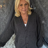 Sweet Elegance Ribbed Sweater  - Charcoal