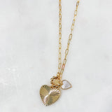 Intricate Charm Heart Necklace - Gold