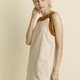 Mod and Chic Two Tone Mini Dress - Natural