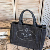 Denim Small Logo Tote - Prada