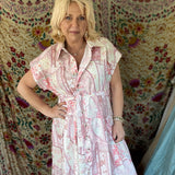 Florals and Paisley Dress- Pink Multi