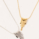 Lovely Day Bar Charm Necklace - Gold