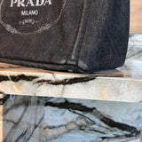 Denim Small Logo Tote - Prada