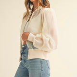 Madrid Sheer Bomber Jacket- Cream
