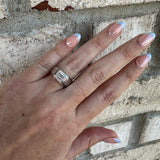 Moissanite East/ West Emerald Cigar Band