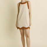 Mod and Chic Two Tone Mini Dress - Natural