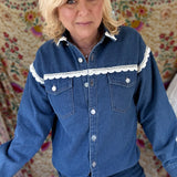 Lacy Vibes Denim Shacket - Denim