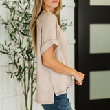 Catch Me Loungin’ Cable Ribbed Knit Top in Ash Mocha