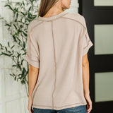 Catch Me Loungin’ Cable Ribbed Knit Top in Ash Mocha