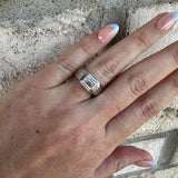 Moissanite East/ West Emerald Cigar Band