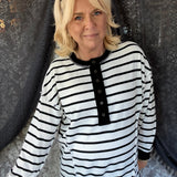 No Looking Back Striped Top - Ivory/Black