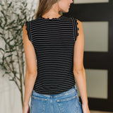 Frills and Stripes Tank - black