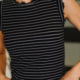 Frills and Stripes Tank - black