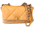 Lambskin Quilted Large Chanel 19 Flap Beige - Chanel