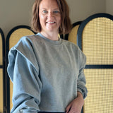 Trendy Note Cropped Sweatshirt - Heather Grey