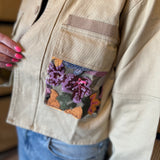 Sequins and Florals Jacket - Tan Sequin