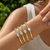 Lab Grown Diamond Emerald Wide Bezel Bangle Bracelet