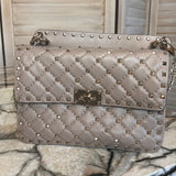 Lambskin Medium Rockstud Spike Shoulder Bag Poudre - Valentino