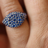 Lab Blue Sapphire Pavé Pinky Ring
