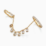 Lab Grown Diamond Emerald Double Dangling Double Ring