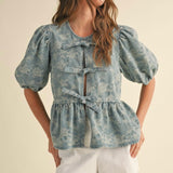 For All Occasions Jacquard Top- Denim