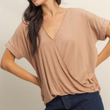 Level Up Wrap Tee - Dark Taupe