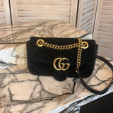 Velvet Matelasse Mini GG Marmont Shoulder Bag Black - Gucci