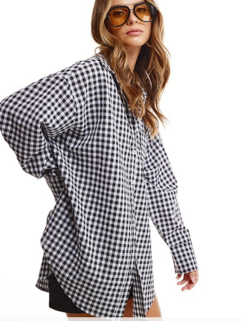 Rose and Cabernet Gingham Button Down