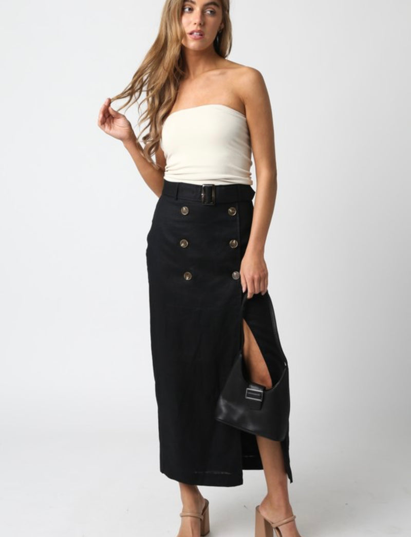 Chic Style Linen Skirt - Black