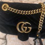 Velvet Matelasse Mini GG Marmont Shoulder Bag Black - Gucci