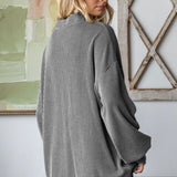 Sweet Elegance Ribbed Sweater  - Charcoal