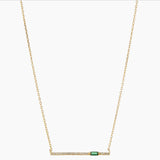 Bar Necklace with White Sapphire and Emerald