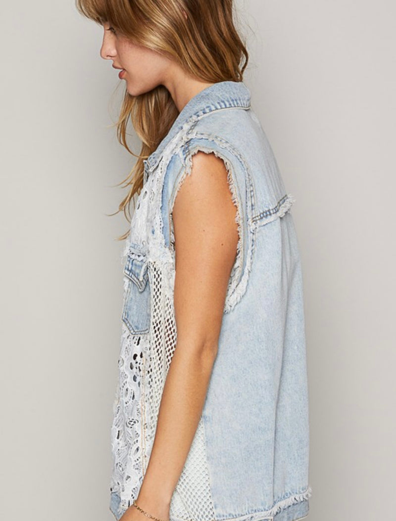 Endless Opportunities Denim Lace Vest