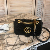 Velvet Matelasse Mini GG Marmont Shoulder Bag Black - Gucci